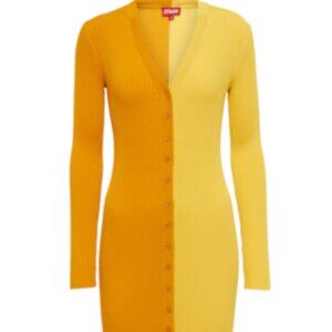 Staud Colorblock Mini Dress (Yellow Mustard)